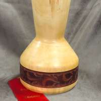 Logan-Blakely-Vase-Cottonwood-with-Leather-Tooled-Base